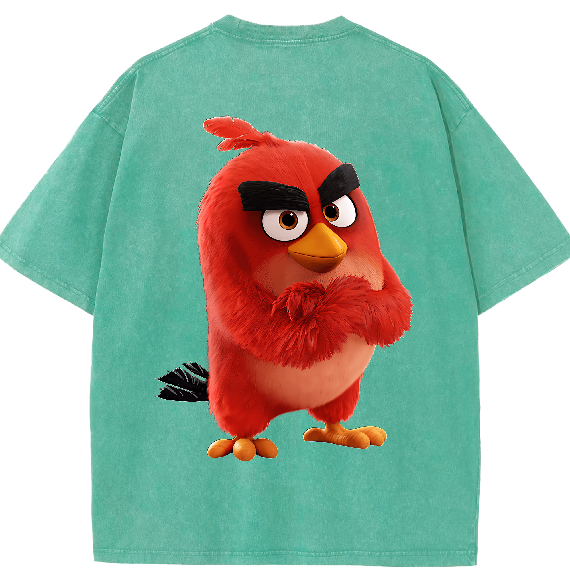 （画像用） Angry Birds アングリーバード 綿100% ヴィンテージ風 半袖Tシャツ（背面プリント）